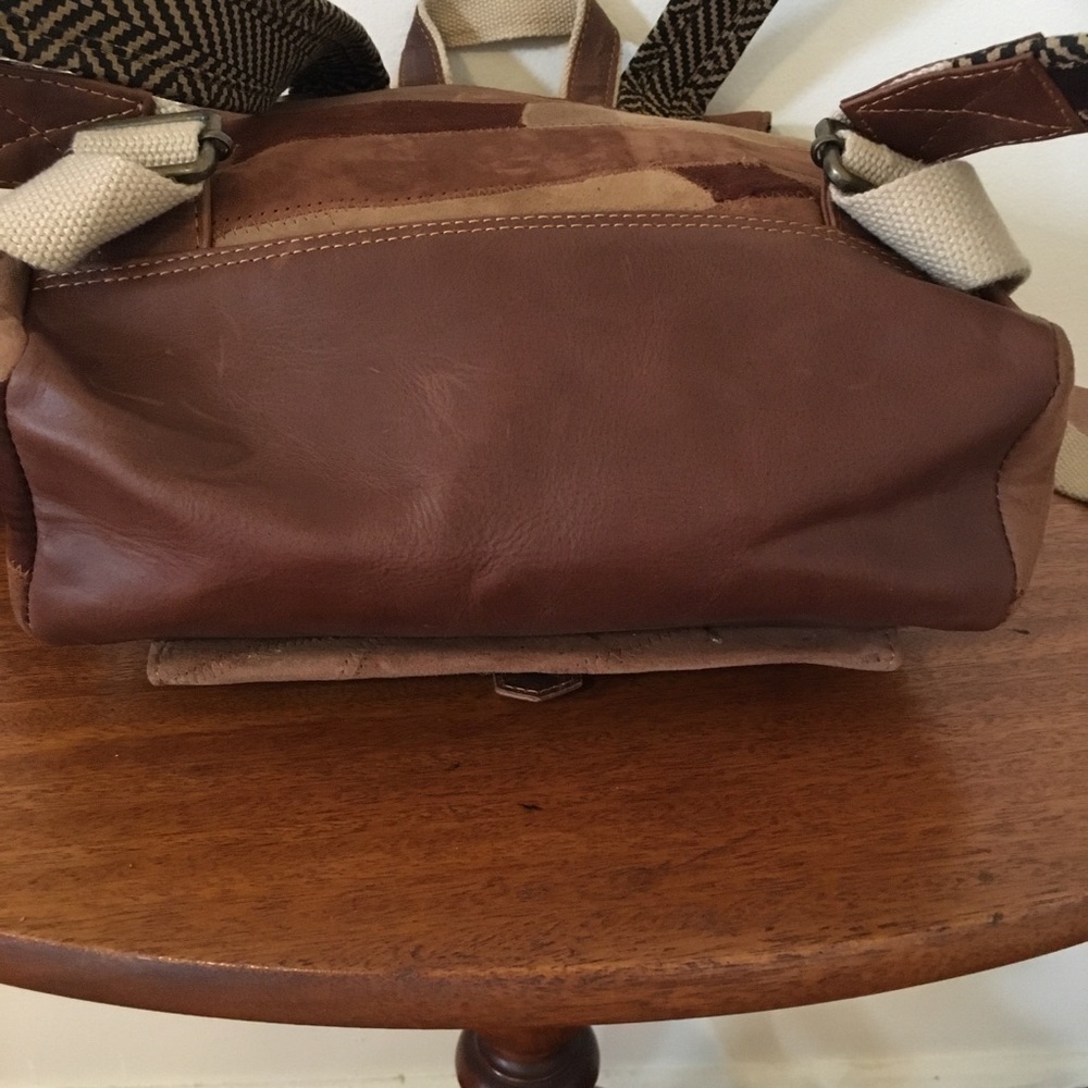 New Upcycled Suede Leather Patchwork Backpack - image 6